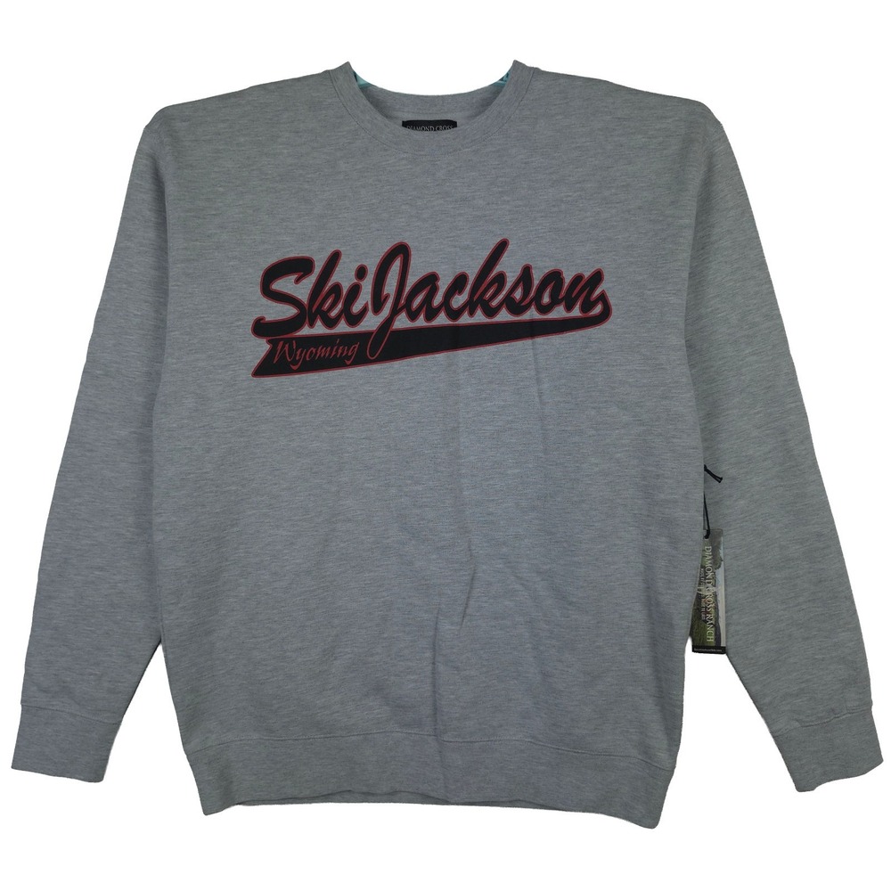 Diamond Cross Ranch Sweatshirt Large Ski Jackson Hole Wyoming Gray NWT